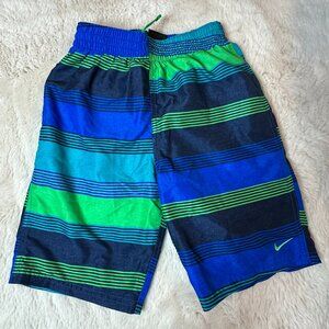 Nike Boys Blue & Green Swim Trunks Board Shorts Bottoms Youth Large
